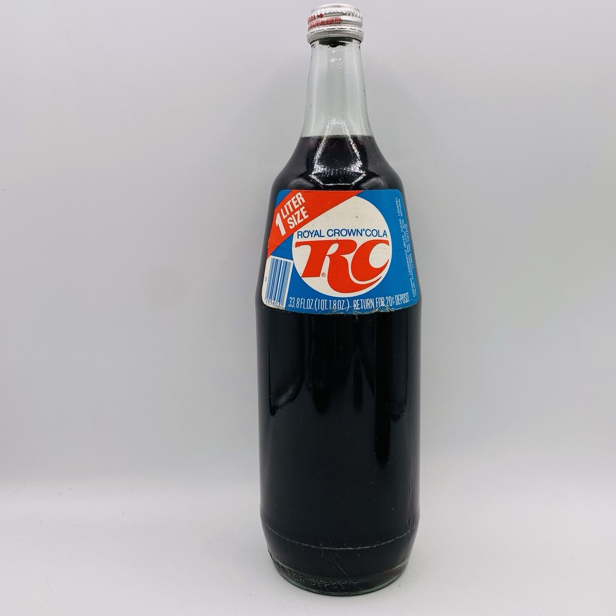 RC Royal Crown Cola FULL Bottle 1 Liter SEALED Vintage Glass Soda