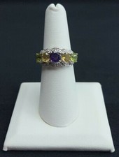 Five Stone Amethyst Citrine Peridot Sterling Silver Ring Size 6
