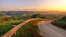 Landscape road nature hills sunlight outdoors Custom Gaming Mat Desk
