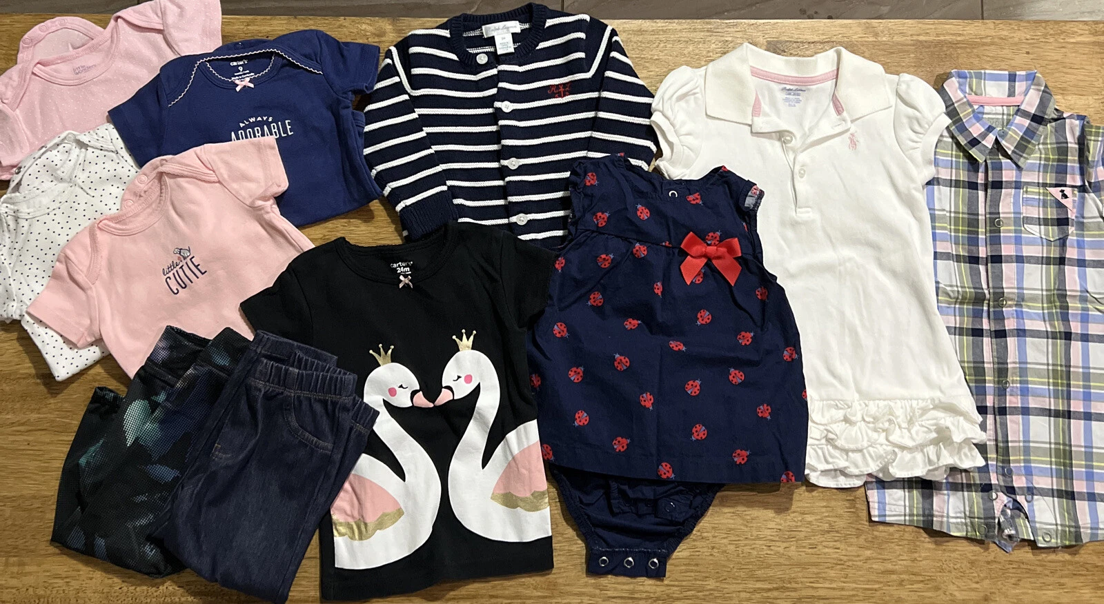 Lot Baby Girl Clothes 6-9 18 Months Carter’s Little Wonders Ralph Lauren Adidas