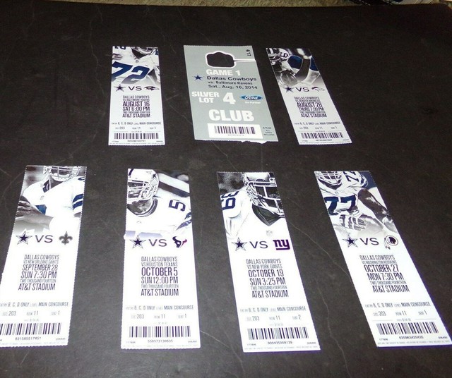 Lot 6 Dallas Cowboys Tickets & Parking Pass 2014 Washington Redskins