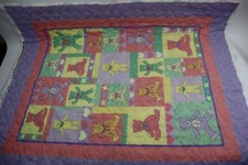 Crib Quilt Baby Blanket Teddy Bear Motif 44"x35" Incomplete, Needs Edges Finish