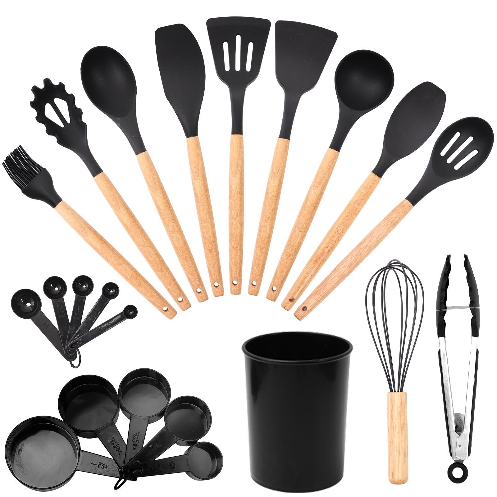 Silicone Cooking Utensils Set, 22 PCS Kitchen Utensils Set, 446℉ Heat Resista...
