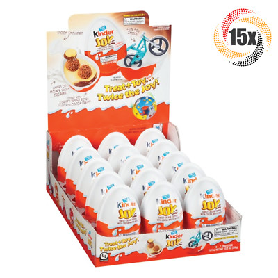 Full Box 15x Eggs Kinder Joy Sweet Cream Cocoa Wafer Bites Candy With Toy .7oz