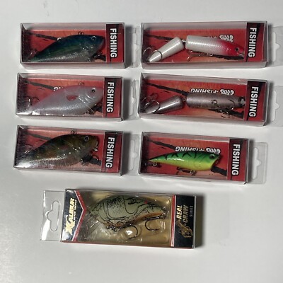 7Pcs/Lot Fishing Lure - Floating Lipless Rattle Popper Surface Crank Bait Bass