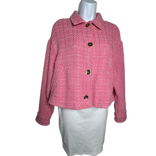 Giacca blazer Zara bubblegum rosa tweed cropped taglia Large - Foto 8 di 8