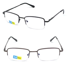 Anti Blue Light Blocking Men Half Rimless Metal Reading Glasses Business Readers