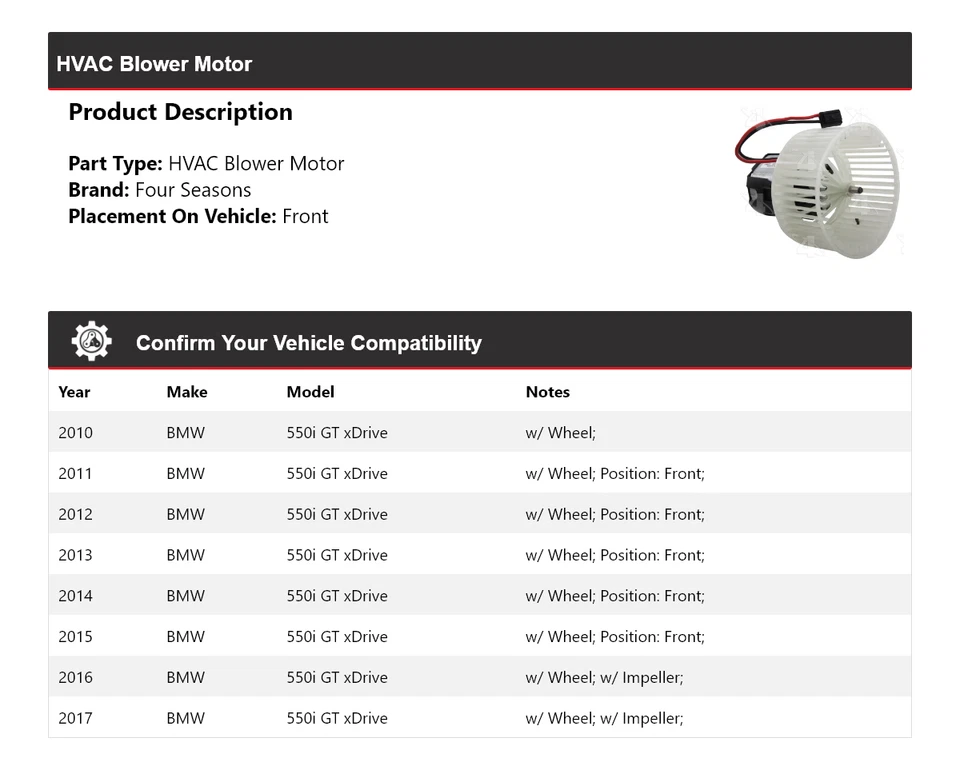 Мотор вентилятора для BMW 550i GT xDrive 2010-2017 годов выпуска 4 сезона 2011 2012 2013 2014 годов выпуска - Изображение 2 из 4