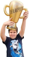 Gold Large 16 Inch Inflatable Trophy Cup with Handles. 16" Champion Design.