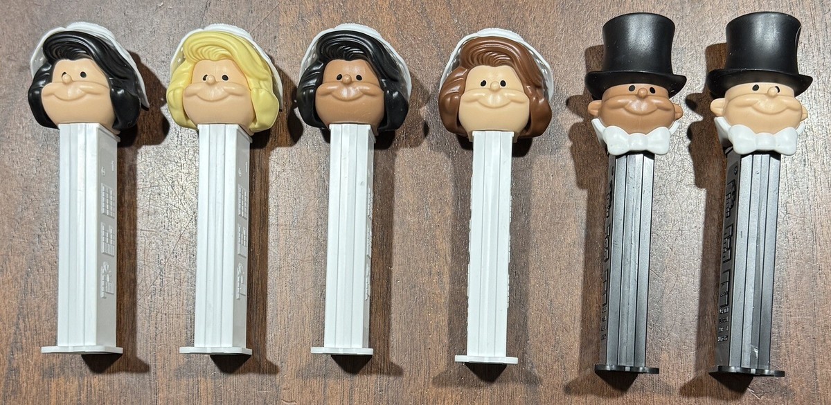 PEZ * (6) Wedding PEZ Dispensers * (4) Brides & (2) Grooms * Loose