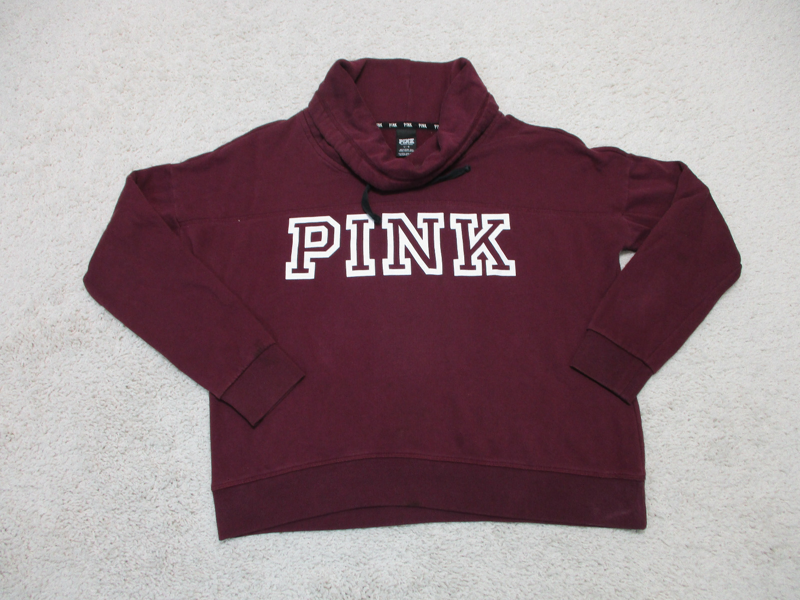 Pink Victoria Secret Sweater Large Adult Red Burgundy Spell Out Logo Womens L