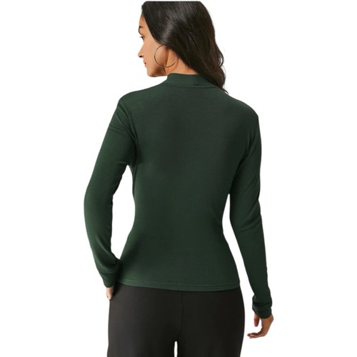 OGL Heavy Thermal Brown Surplice V Neck Long Sleeve Knit Top Womens Size L - Picture 3 of 10