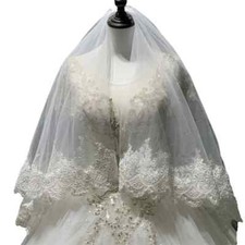 2 Tier Fingertip Length Wedding Bridal Veil with Comb Headdress