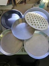 Vintage Aluminum Metal Pie Pan Lot Of 5 West Bend With Nutbrown Lattice Top