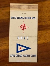 San Diego Yacht Club Matchbook Cover SDYC S.D.Y.C. California Lion Match Corp CA
