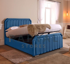 Image of LISBON OTTOMAN STORAGE BED PANEL PLUSH VELVET UPHOLSTERED BED FRAME