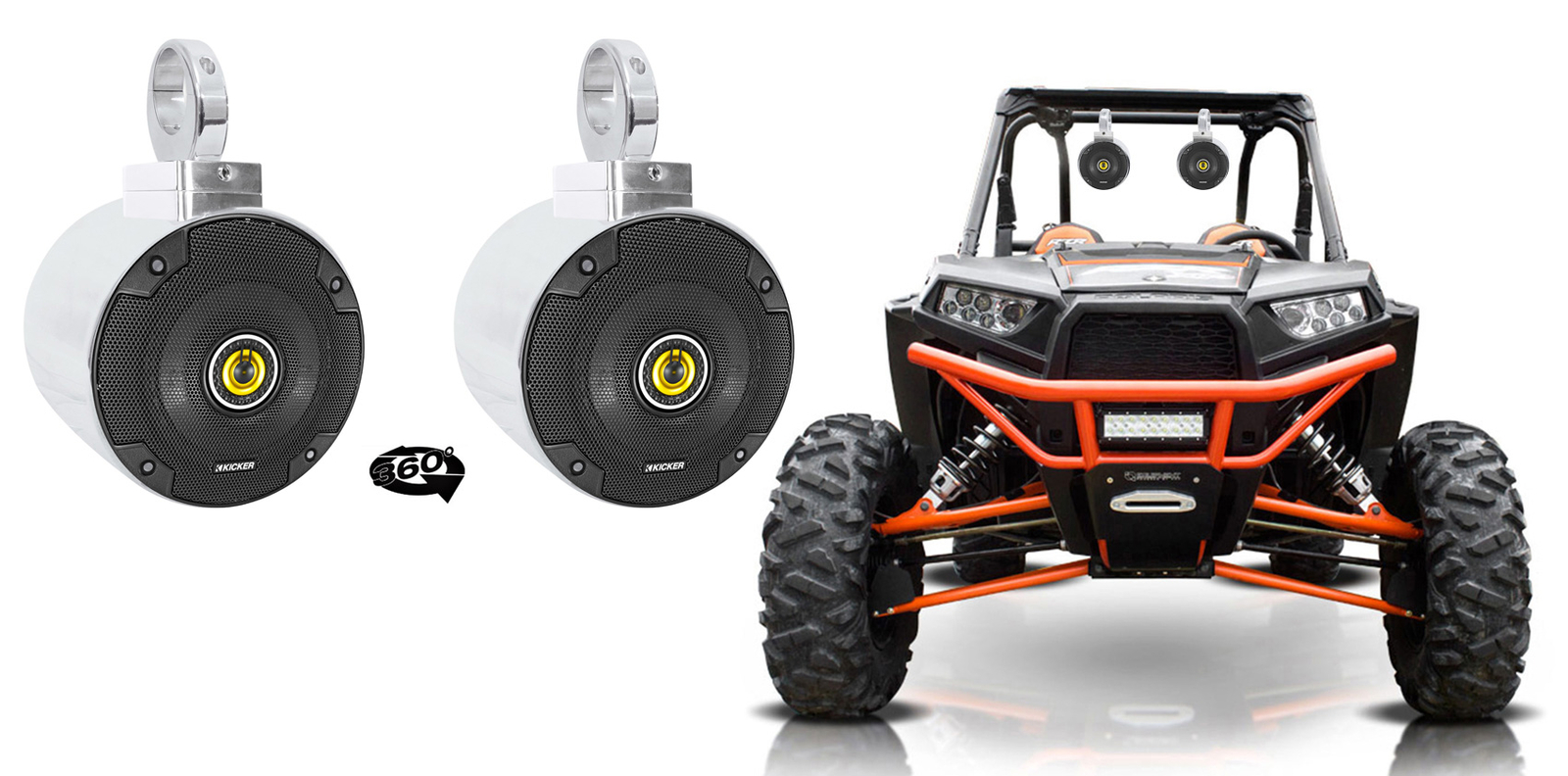 2 колонки kicker CSC54 525 с поворотной хромированной башней на 360 для RZRATVUTV