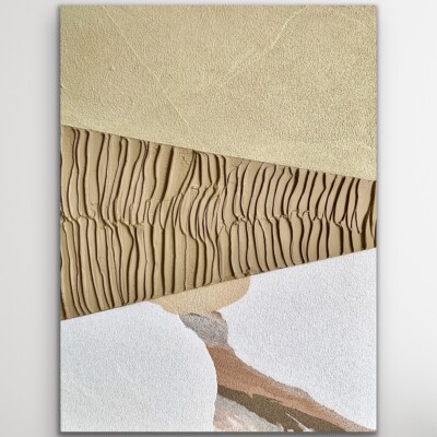Large Abstract Textured Wall Art Modern Original Painting  White Taupe Beige