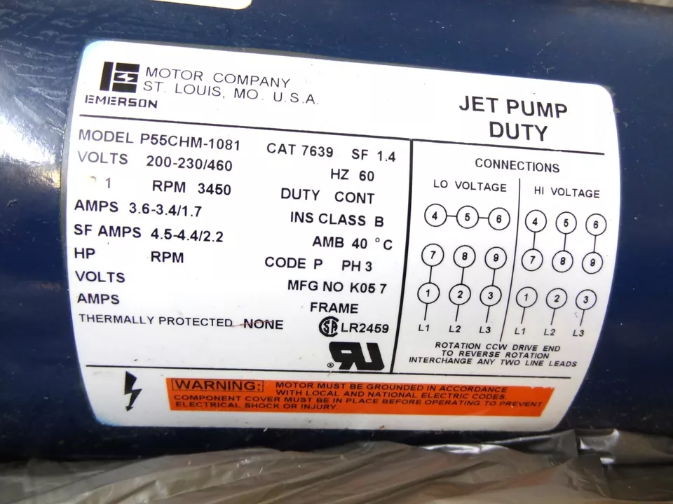 JACUZZI PUMP MODEL# 1DB1-1/2-T CAST IRON CENTRIFUGAL PUMP - Image 3 of 4