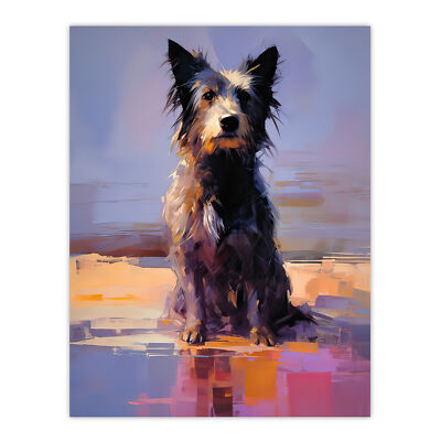 Border Collie am Strand Ölgemälde Portrait Wandbild Poster Druck Bild