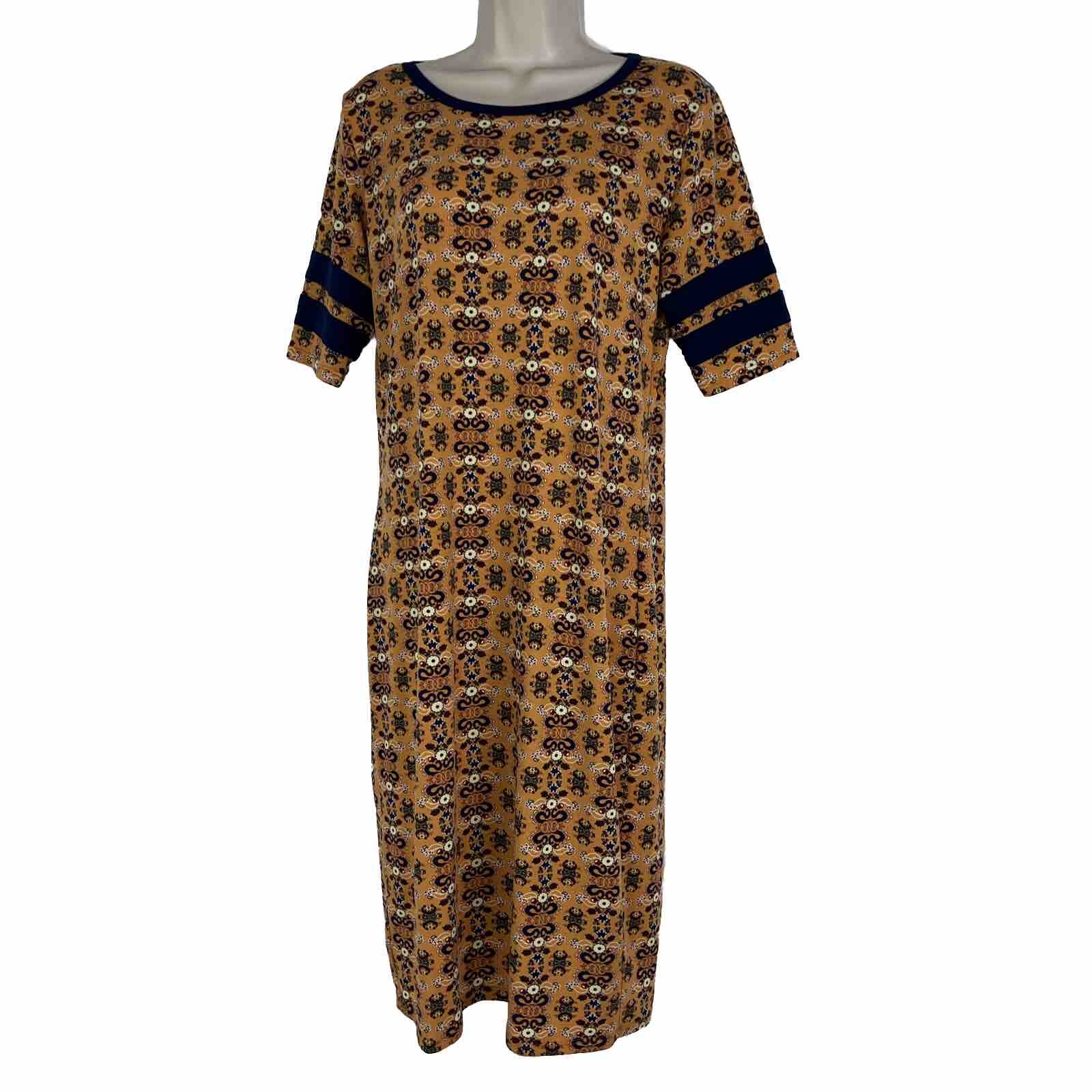 LulaRoe T-Shirt Dress Women's Large Short Sleeve Knee Length Floral Paisley