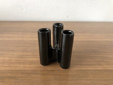 Piccolo Vaso Cilindri Ceramica Nero Anni 70 Made In Italy In Stile Enzo Bioli