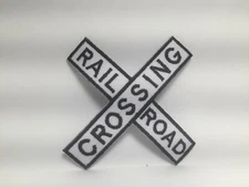RAIL ROAD CROSSING  NEW EMBROIDERED COMPANY IRON ON NAME PATCH TAG