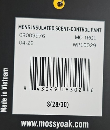 Mossy Oak Men's Insulated Scent Control Scent-Factor Pant Terra Camo Sm(28/30) - Picture 11 of 12