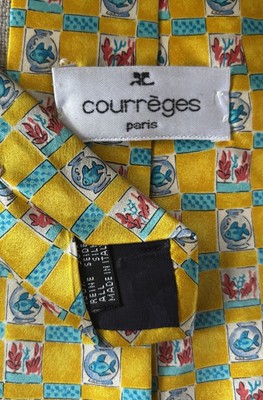 Courreges Paris- Vintage 100% Silk Necktie-Made in Italy