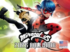 Miraculous Ladybug and Cat Noir Calendar 2026 Monthly Wall 12 Month Made In USA