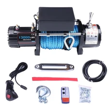 12V Electric Winch Synthetic Rope Truck OFFROAD Trailer 4WD 13000LBS