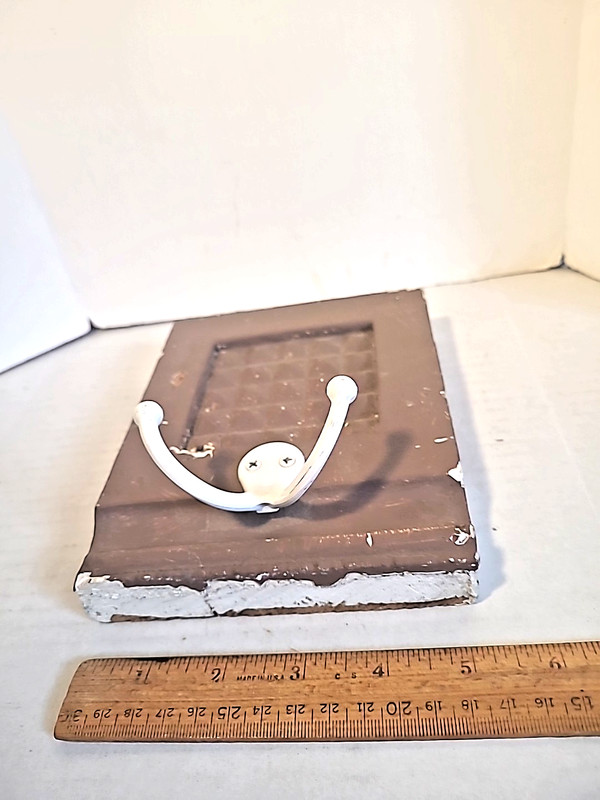 7 " Antique Door Trim Plinth With Clothes Hooks & Hanger on back.