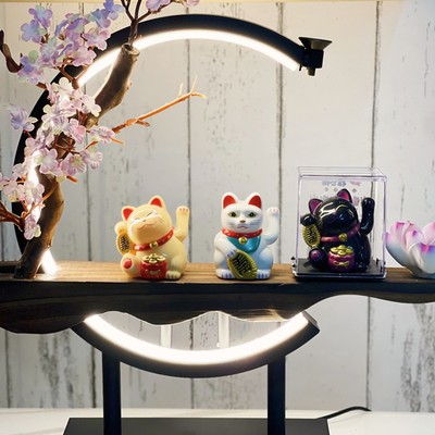 SOLAR Power BECKONING CAT Lucky Waving Maneki Neko Reichtum Glück Ornament