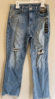 Art Class Girls  Blue Ripped Jeans High Rise Straight Leg Ankle Length ZIP-NWT