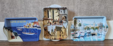 Lot 3 Plateaux Souvenir Métal Bandol Sarlat Côte d'Azur Vintage