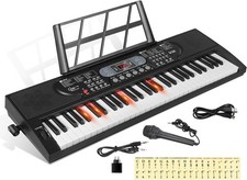 Hricane 61 Keys Piano Keyboard w/ Microphone Note Sticker Power Supply #0455