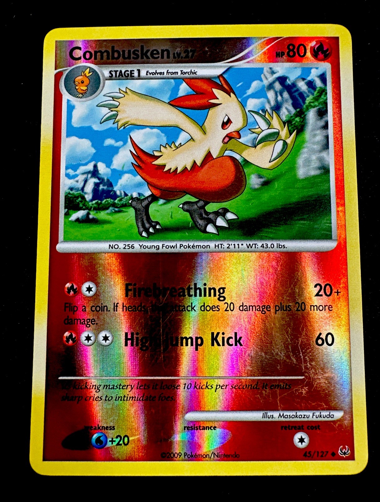 Combusken 45/127 LP Reverse Holo Pokemon Platinum Light Play