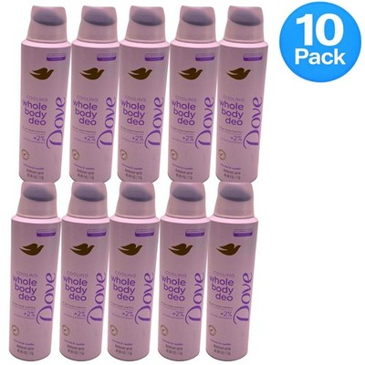 Dove Cooling Whole Body Deo Deodorant Spray, Coconut & Vanilla 4 oz (10 Pack)