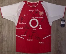 Arsenal F.C. Maglia firmata Arsene Wenger & Squad 2003 Inc. Bergkamp con certificato di autenticità