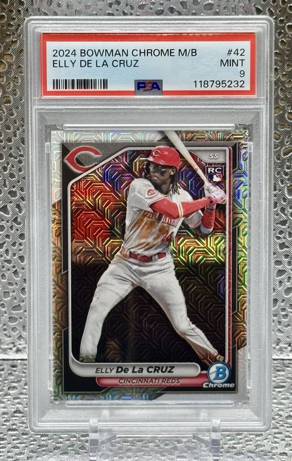 2024 Bowman Chrome Mega Box Mojo Refractor #42 Elly De La Cruz RC Reds PSA 9