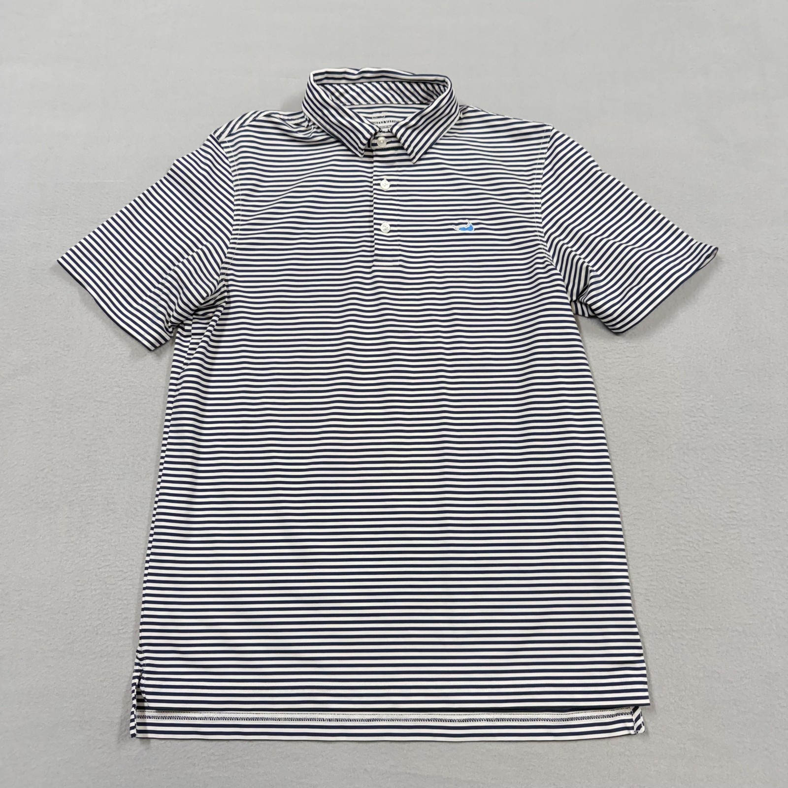 Vineyard Vines Polo Shirt Mens Small Blue Stripe Golf Performance Stretch