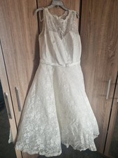 Hilary Morgan Tea Length Ivory Wedding Dress - Plus Size Good Condition