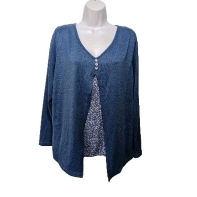 Weekends by Suzanne Betro Knit Layer Look Top Womens 1X Cottagecore #750