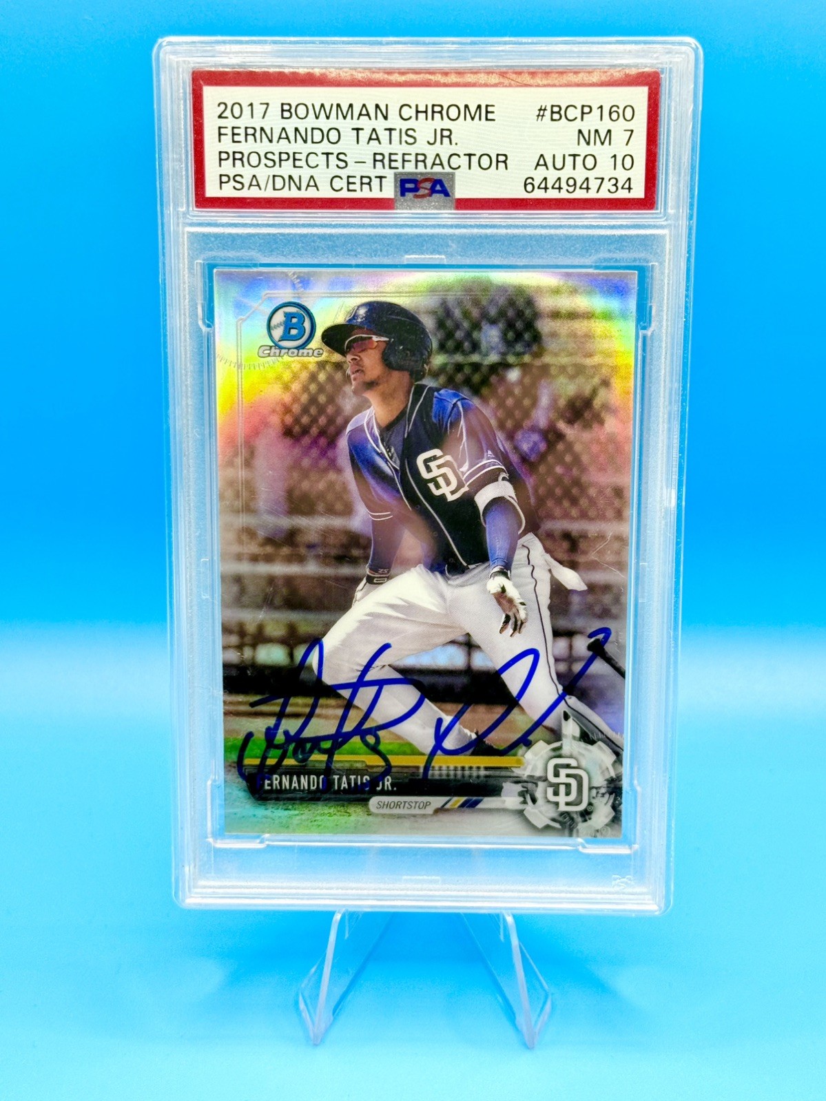 2017 BOWMAN CHROME PROSPECTS FERNANDO TATIS ROOKIE REFRACTOR /499 PSA 10 Auto