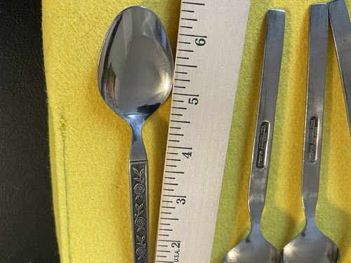 INTERPUR MEXICALI ROSE Stainless Set of 4 Teaspoons Japan Black Accent INR1 - Picture 3 of 6