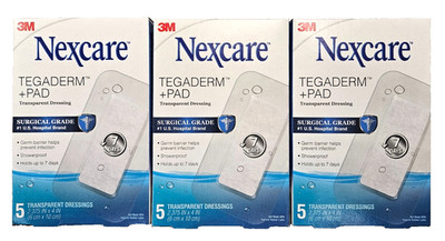 Tegaderm Waterproof Dressing w/ Pad Sterile 2+3/8 x 4in 5 pads ( 3 pack )