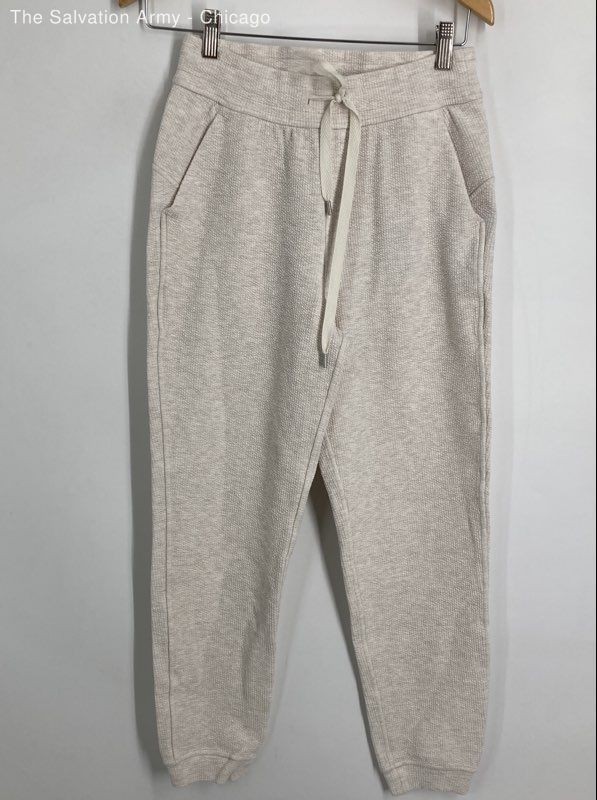 Lululemon Womens Cream Drawstring Waist Pockets Tapered Leg Jogger Pants Size 4