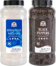 Himalayan White Salt (Coarse Grain) 39 Oz + Whole Black Peppercorns 18 Oz, Salt 