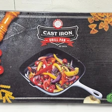 Chef's Counter Cast Iron 10" Grill Pan Brand New White Black 