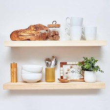 Natural Floating 30 inch Natural Pine - Satin Clear Coat Finish Pack of 2